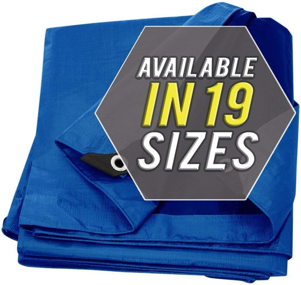 Tarp Cover Blue, 2-Pack Heavy Duty Waterproof, Great for Tarpaulin Canopy Tent, Boat, RV Or Pool Cover!!! (10X12, Heavy Duty)