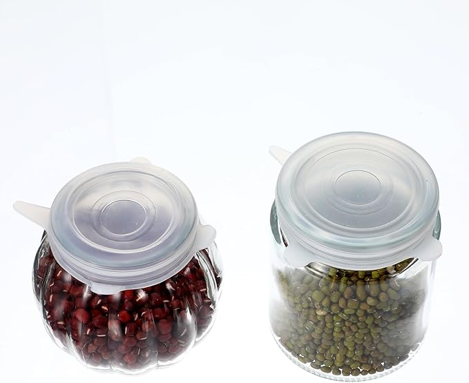 Sibba 8 PCS Small Stretch Silicone Can Lids Expandable Reusable Jar Covers Fits to 2 Inch to 2.4 In Container Lid Keep Food Fresh & Reduce Waste, Kitchen Food Storage Covers for Jars Cans Cups Bottles