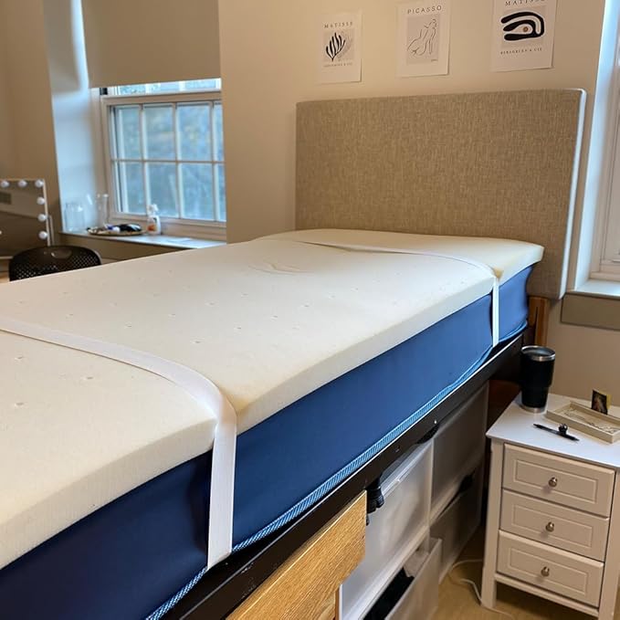 Bedly Straps/College Dorm Essential/Twin XL Certified/Bed Straps That Hold Mattress Topper in Place/Sheet Fastener/Multipurpose Strap w/Clips