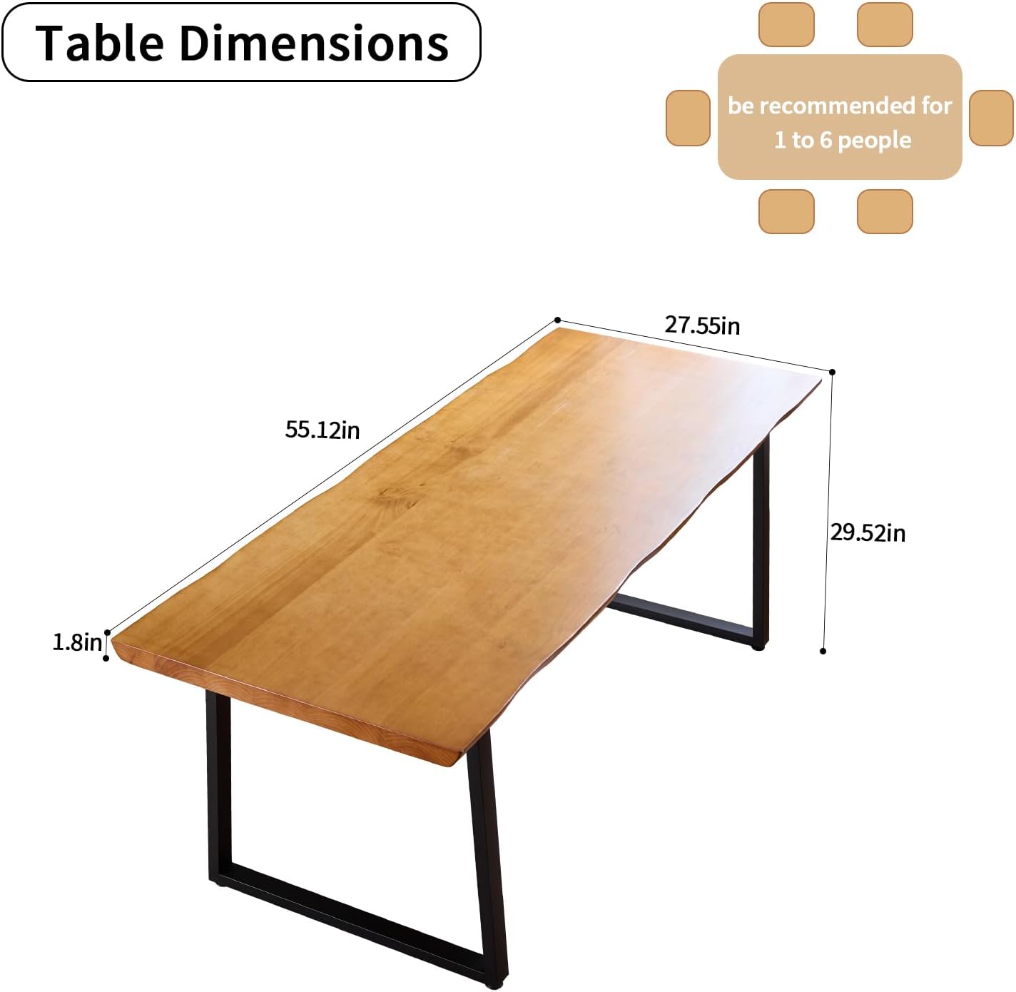 Modern Solid Wood Executive Desk – Spacious and Minimalist Home Office Workstation Perfect for Writing and Professional Use (Light Brown, 55.12)
