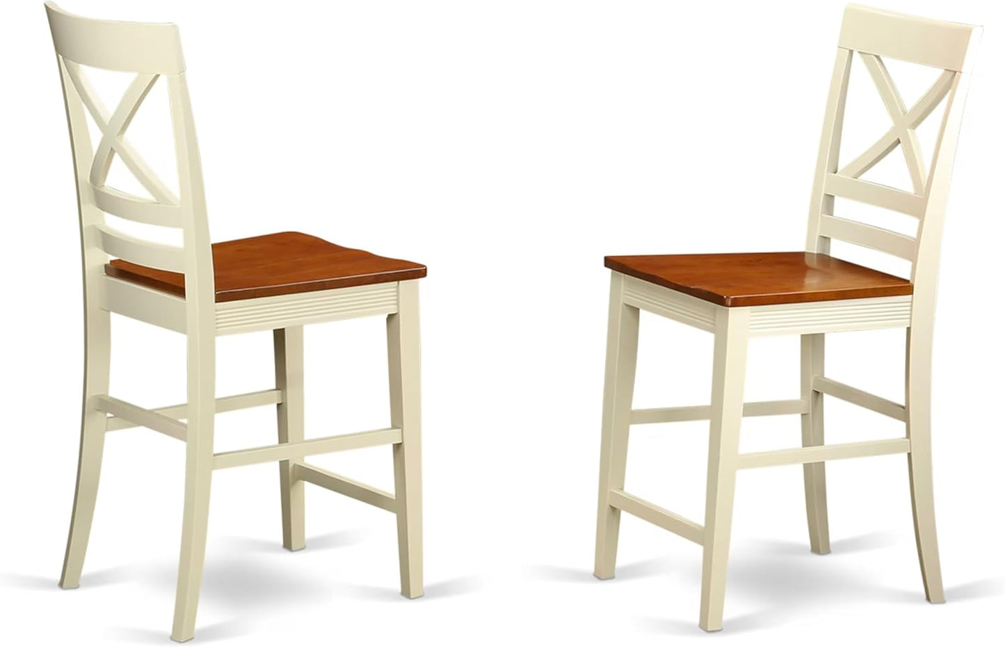 East West Furniture DOQU7-WHI-W 7 Piece Dining Room Table Set Consist of a Rectangle Wooden Table with Butterfly Leaf and 6 Kitchen Dining Chairs, 42x78 Inch, Buttermilk & Cherry