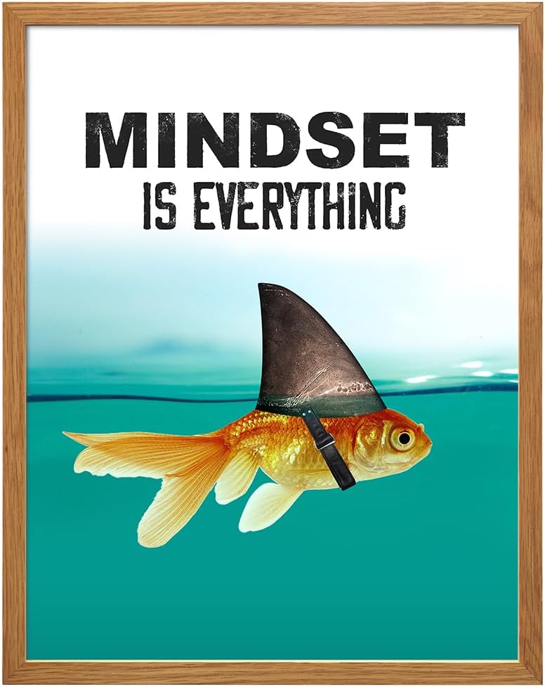 Motivational Wall Art Posters for Home, Office FRAMED - Mindset is Everything - LARGE 11X14 - Inspirational Gifts for Men, Students - Entrepreneur Wall Art - Uplifting Self-Improvement Positive Quotes