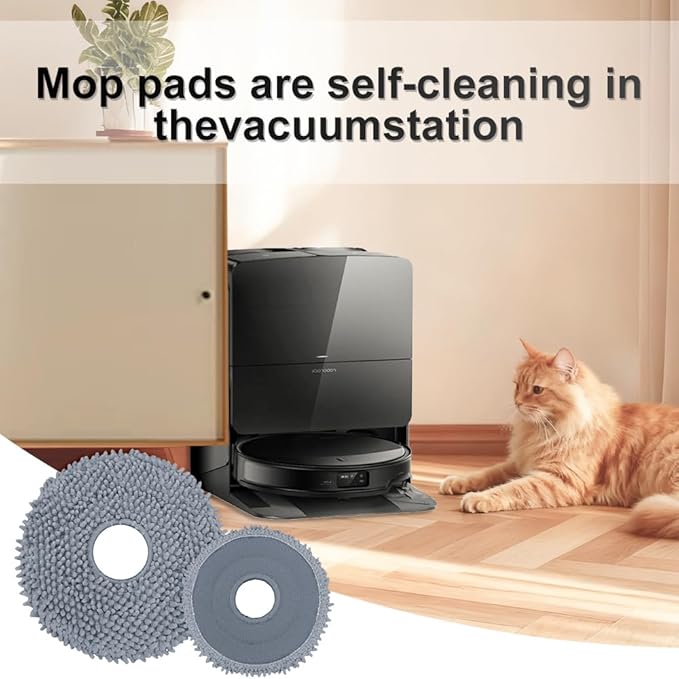 8 Pack Mop Pads for Roborock QV 35A/Qrevo S/Q Revo/Qrevo Pro/Qrevo Plus/Qrevo Master/Qrevo Slim/Qrevo Curv/Qrevo Edge Robot Vacuum Cleaner, Spin Cleaning Pads Replacement Parts Accessories