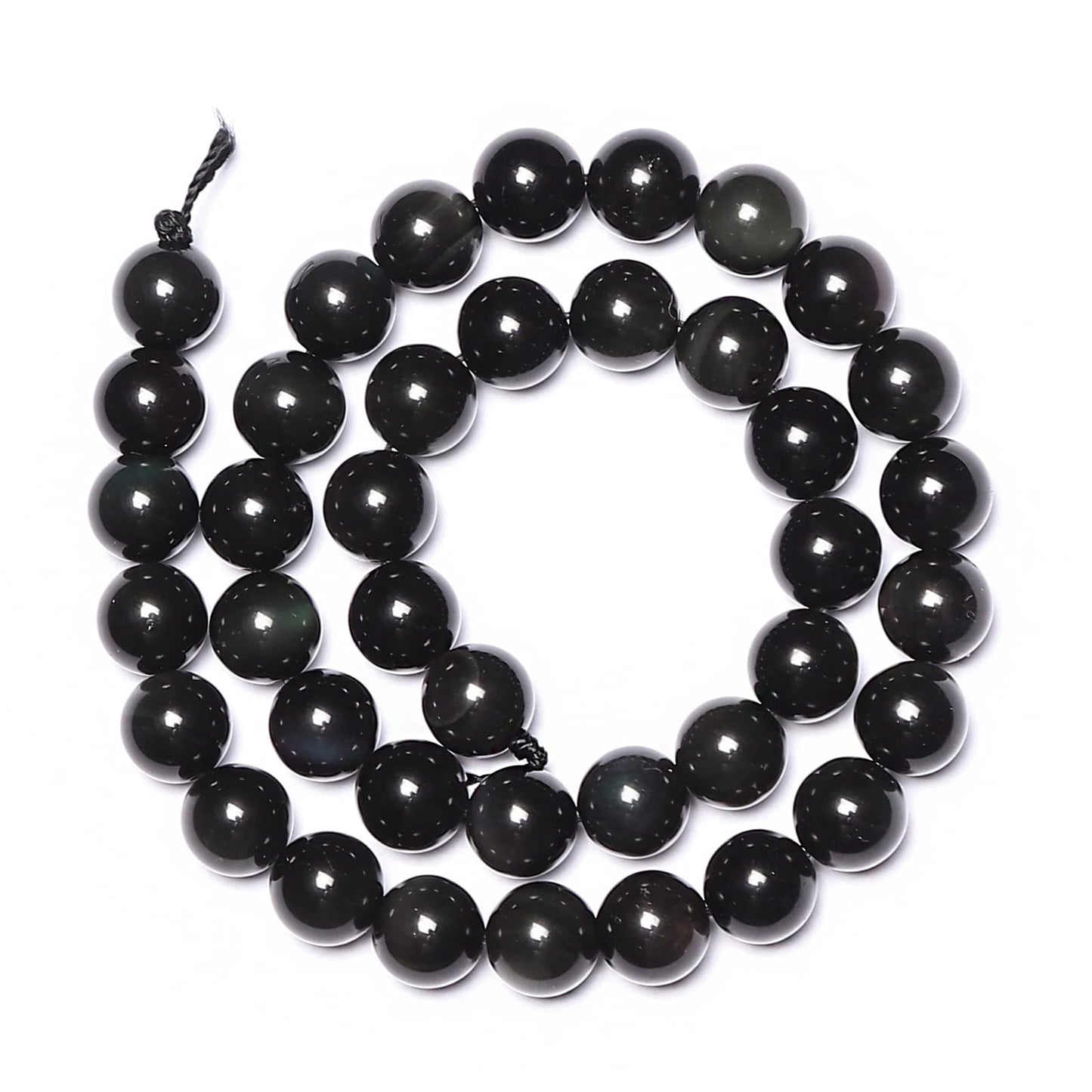 60pcs 6mm Natural Black Obsidian Gemstone Beads Energy Healing Crystal Round Loose Stone Beads for Jewelry Making, DIY Bracelets Necklaces