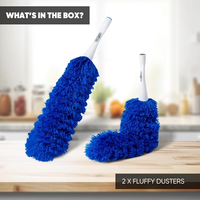2 Pack of Microfiber Flexible Dusters | from Microfiber Wholesale | Clean Ceiling Fans, Cobwebs, Light Fixtures, Delicate Objects