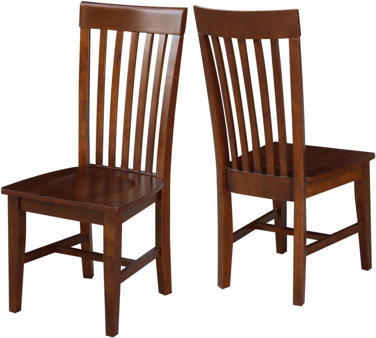 IC International Concepts, Set of Two Tall Mission Dining Chairs, Espresso, 225lbs wt capacity, Solid Real Wood, Sturdy Parawood, Espresso