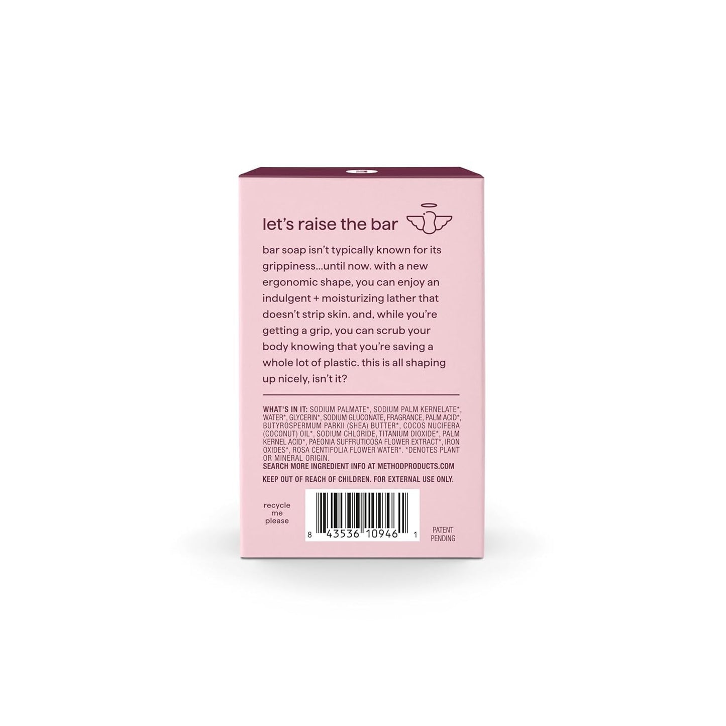 Method Bar Soap, Pure Peace, Pure Peace, Rose Water, Peonies + Pink Sea Salt notes, Plastic Free, 2 bars, 5oz each