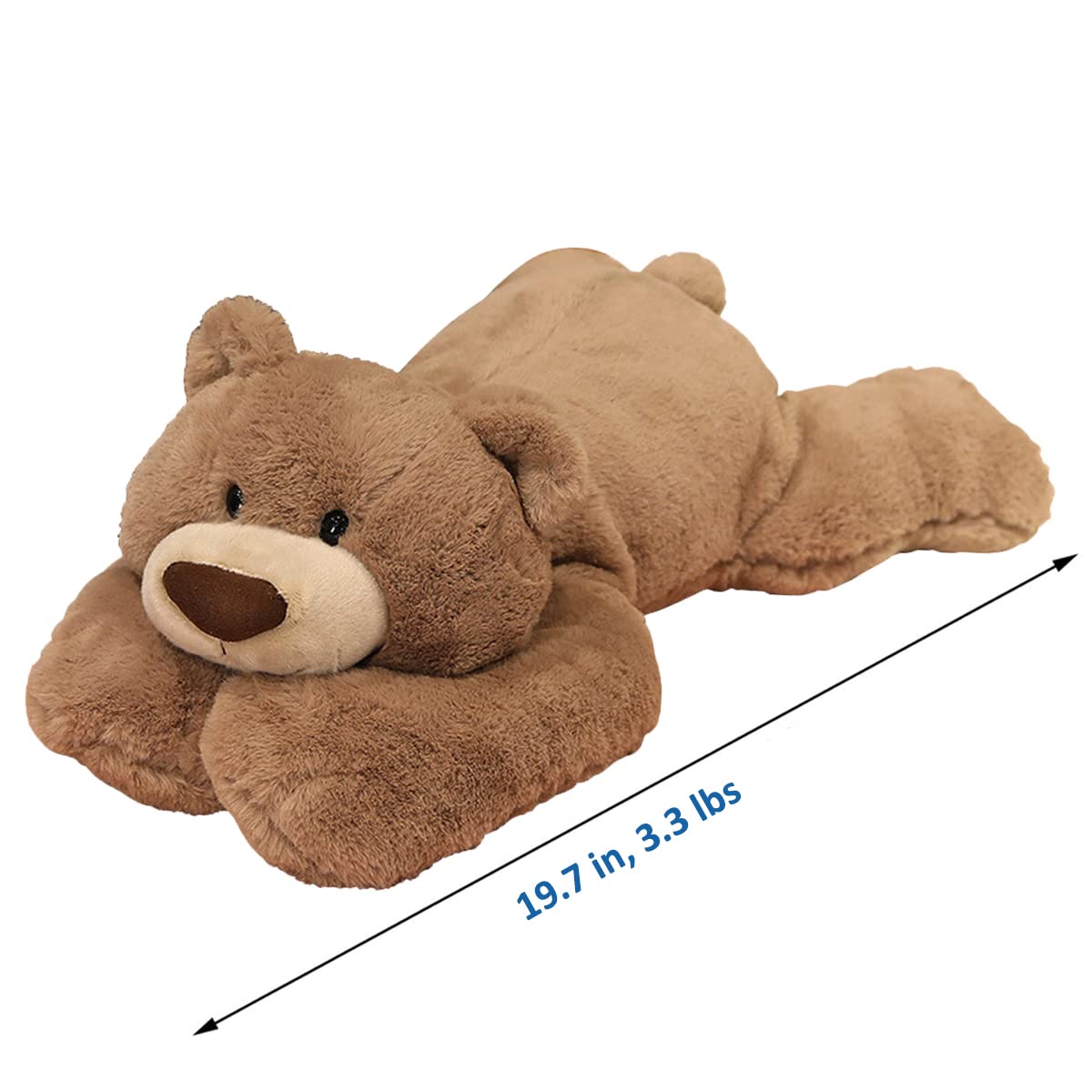 Hronsa Weighted Stuffed Animals, 19.7in 3.3lbs Weighted Bear Stuffed Animal Toy Cute Brown Bear Plush Pillow for Adults Boys Girls