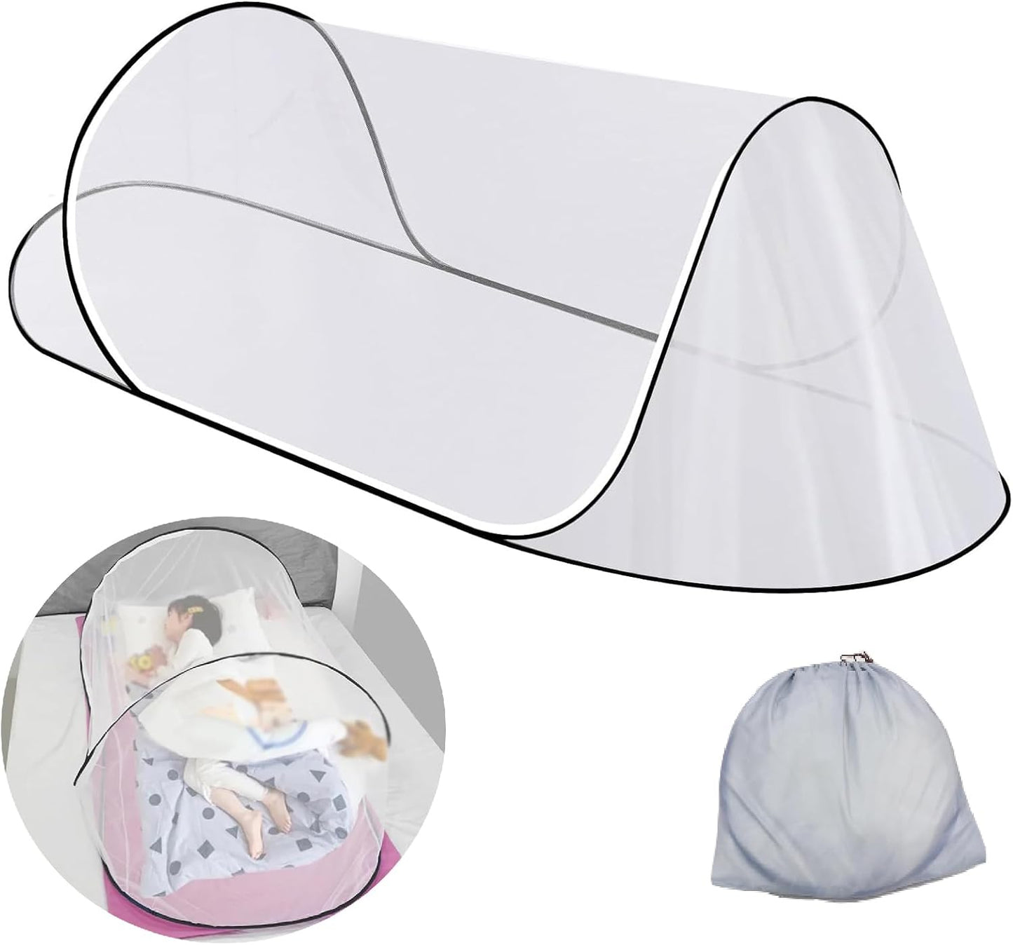 SuperDen Pop Up Mosquito Net, Foldable Mosquito Net Tent for Bed Camping Travel Patio,Portable Mosquito Tent Pop Up Outdoor (1 PCS)