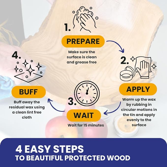 Premium Food-Safe Beeswax Wood Polish & Furniture Wax – Hand Poured Wood Conditioner | Eco-Friendly & Non-Toxic | Protects & Restores All Wood: Furniture, Toys, Cutting Boards, Ornaments (7.0 Fl Oz)