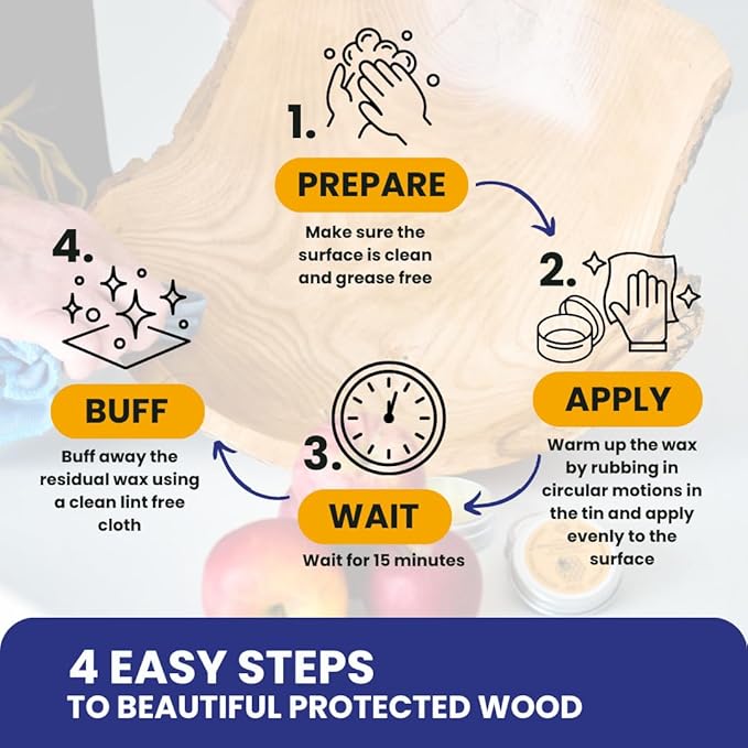 Premium Food-Safe Beeswax Wood Polish & Furniture Wax – Hand Poured Wood Conditioner | Eco-Friendly & Non-Toxic | Protects & Restores All Wood: Furniture, Toys, Cutting Boards, Ornaments (1 Fl Oz)