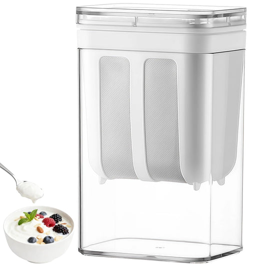 1800 ml Yogurt Strainer, Fine Mesh Greek Yogurt Strainer for Whey Separation, Homemade Cream Cheese Maker with Stainless Steel Fine Mesh Bag and Lid for Yogurt, Soybean Milk, Kefir, Juice