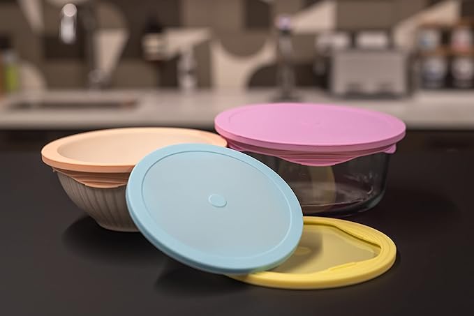 EDI Reusable Silicone Lids - Round Form Fitting, 6 Sizes, Microwave & Freezer Safe, Assorted Colors
