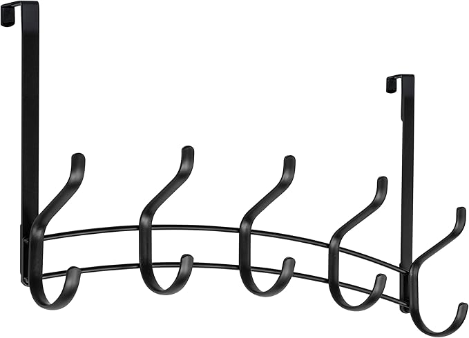 LYNK Professional® Home™ Over Door Hooks Rack - 10 Hook Over Door Hanger - Over Door Towel Rack - Hanging Towels or Clothes - for Bathroom, Bedroom or Laundry Room – Lifetime Ltd. Warranty - Black