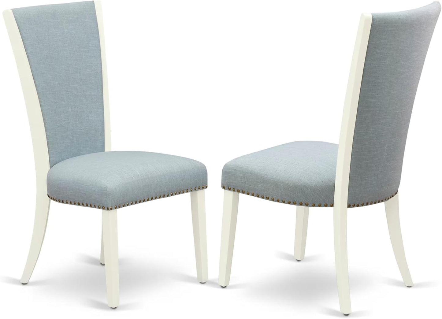 East West Furniture V097VE215-6 6 Piece Kitchen Table Set Contains a Rectangle Dining Table with V-Legs and 4 Baby Blue Linen Fabric Parson Chairs with a Bench, 40x72 Inch, Multi-Color
