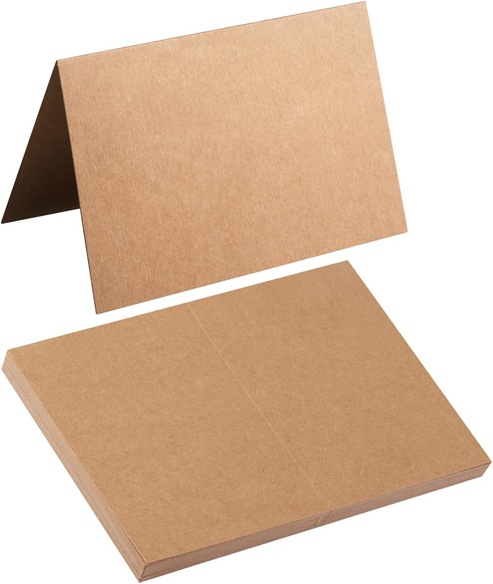 50 Pack Blank Cards Folded Cardstock Thank You Blank Greeting Cards for Invitations, Wedding, Greeting Cards, All Occasion DIY (Brown, 5x7)