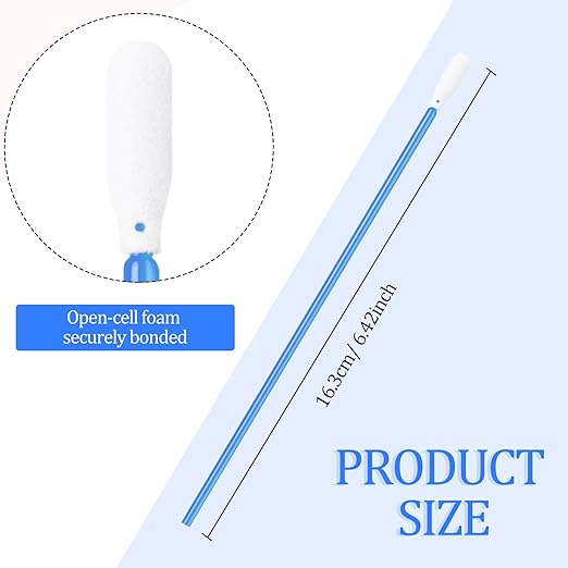 Chinco 200 Pieces Foam Swab Sponge Swab Foam Tips Sponge Stick for Ink Jet Printer Print Head Camera Optical Lens Optical Equipment (Blue,6.42 Inch)