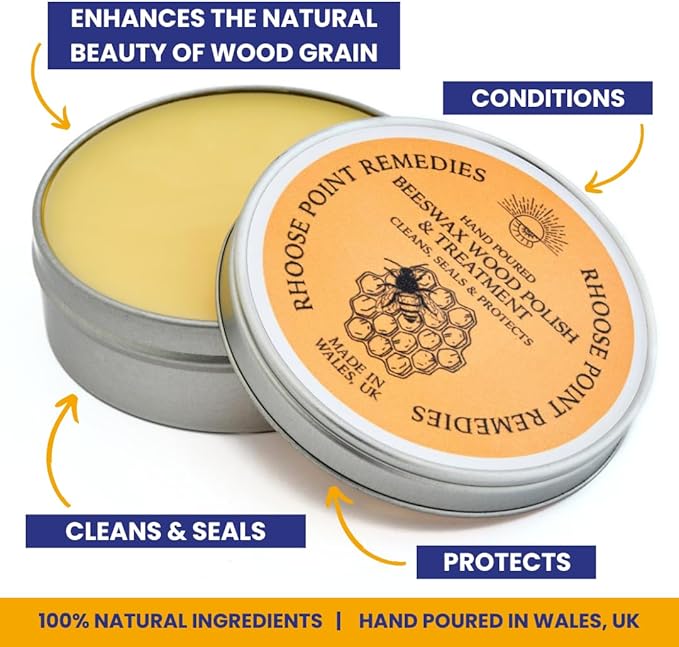 Premium Food-Safe Beeswax Wood Polish & Furniture Wax – Hand Poured Wood Conditioner | Eco-Friendly & Non-Toxic | Protects & Restores All Wood: Furniture, Toys, Cutting Boards, Ornaments (7.0 Fl Oz)