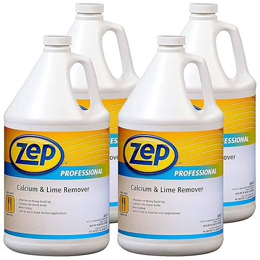 Zep Industrial Calcium and Lime Remover - 128 oz (Case of 4) 1041491 - Pro Grade Formula Safe on Stainless Steel, Aluminum, Glass, Plastic and Ceramic Surfaces