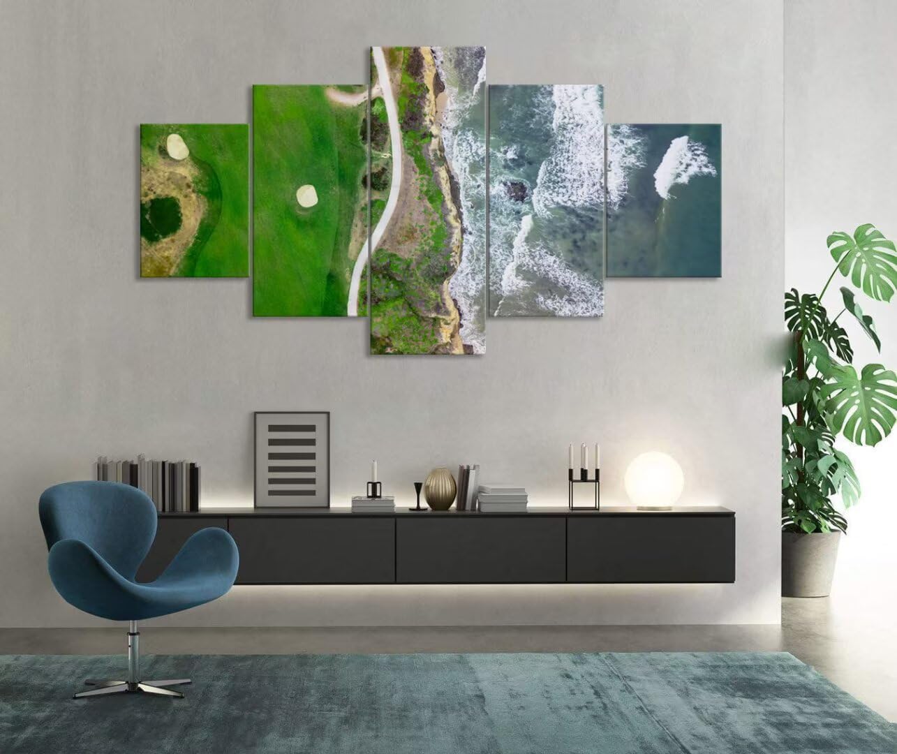 San Francisco California Golf Links Wall Art for Living Room Bedroom Bathroom Home Decorations Half Moon Bay Golf Links Pictures Posters Framed Artwork Canvas Prints Ready to Hang(60''W x 40''H)