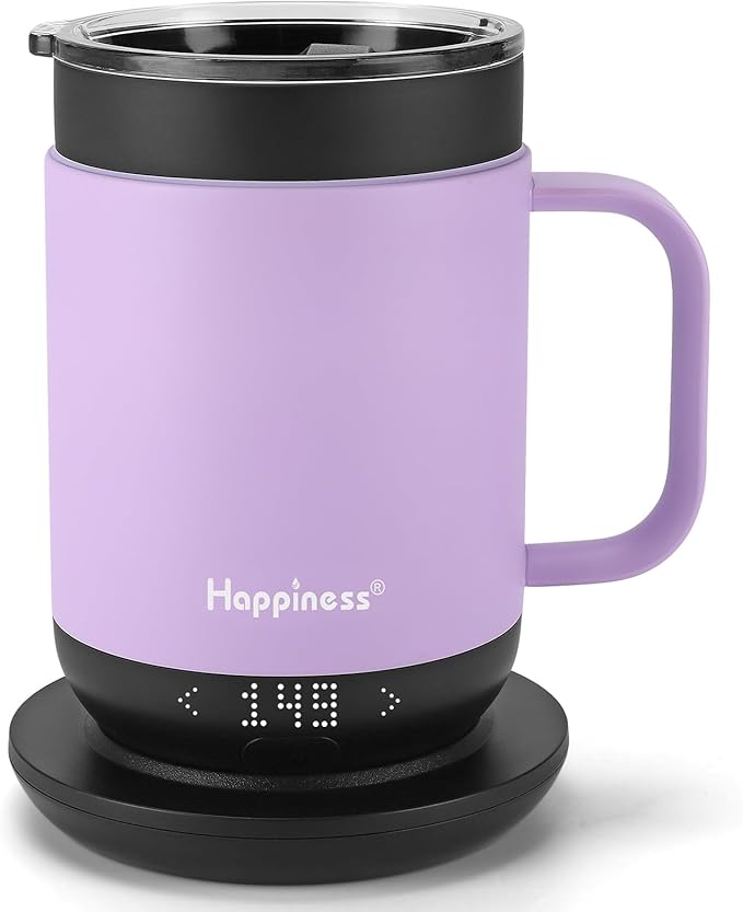 Happiness Smart Heated Coffee Mug,16oz Rechargeable Electric Self Heating Temperature Control Coffee Cup