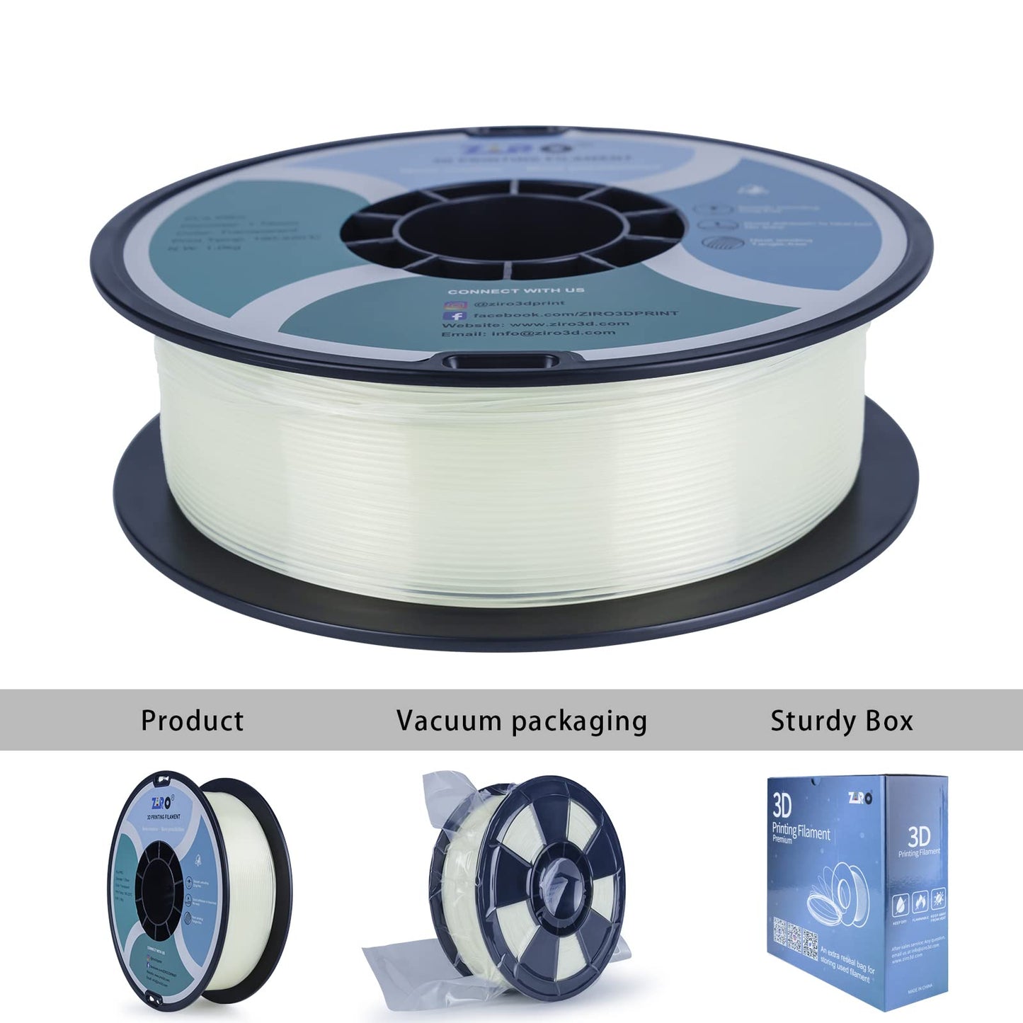 Ziro 3D Printer Filament, Transparent Pla Filament 1.75Mm, Pla Pro Translucent 1.75 1Kg(2.2Lbs) Spool, Dimensional Accuracy +/-