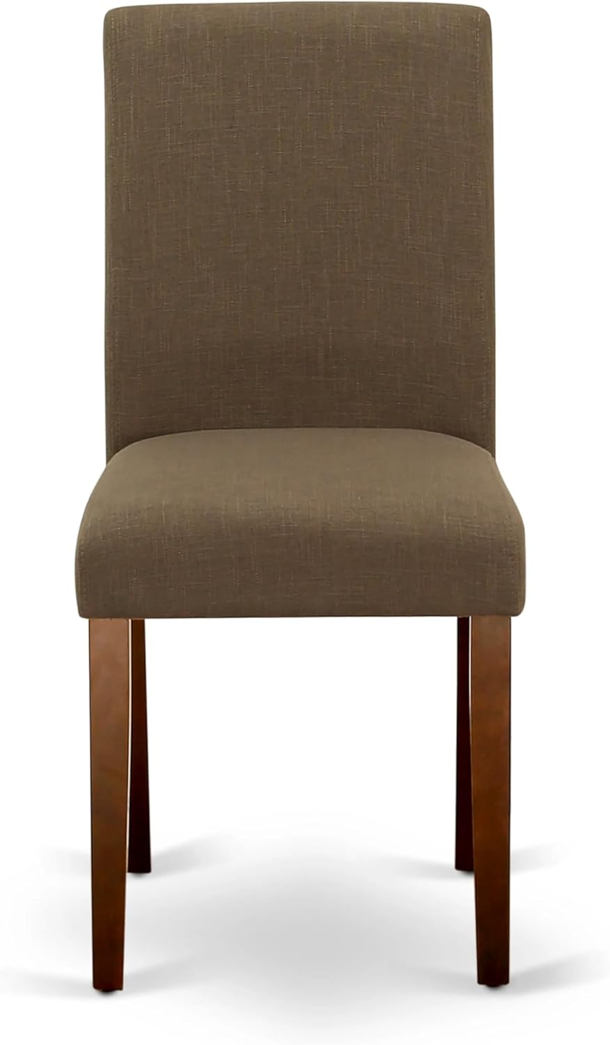 East West Furniture AMAB3-MAH-18 3 Piece Kitchen Table Set for Small Spaces Contains a Round Dining Table with Pedestal and 2 Coffee Linen Fabric Upholstered Chairs, 36x36 Inch, Mahogany