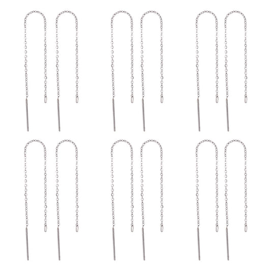 Pandahall 50 Pairs 304 Stainless Steel Long Ear Threads 3.85 Inch Dangle Earrings Thread Long Chain Earrings with Loop for Women Jewelry Earring Making