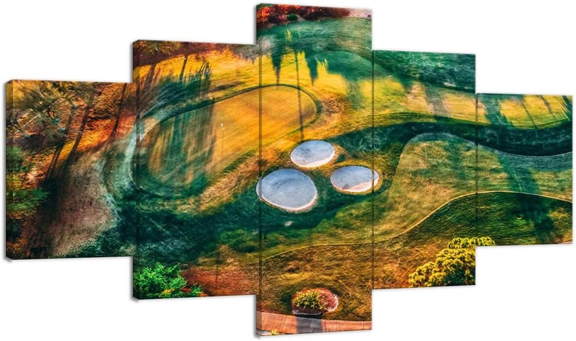 chenchenArt Florida Regatta Bay Golf Course Wall Art for Living Room Bedroom Bathroom Home Decorations Golf Course Pictures Posters Canvas Prints Modern Artwork Framed Ready to Hang(60''W x 32''H)