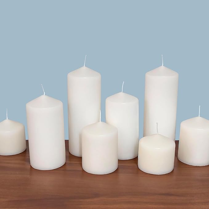 Stonebriar 3 Pack Tall 3 x 3 Inch 18 Hour Long Burning Unscented White Wax Pillar Candles