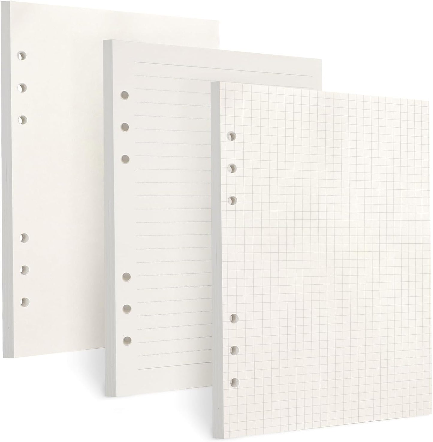 Toplive A5 Refill Paper, [3 Pack] 100GSM Thick 6 Hole Filler Inserts - 135 Sheets (270 Pages) for 6 Ring Binder Journal Notebook, Blank/Line/Squared