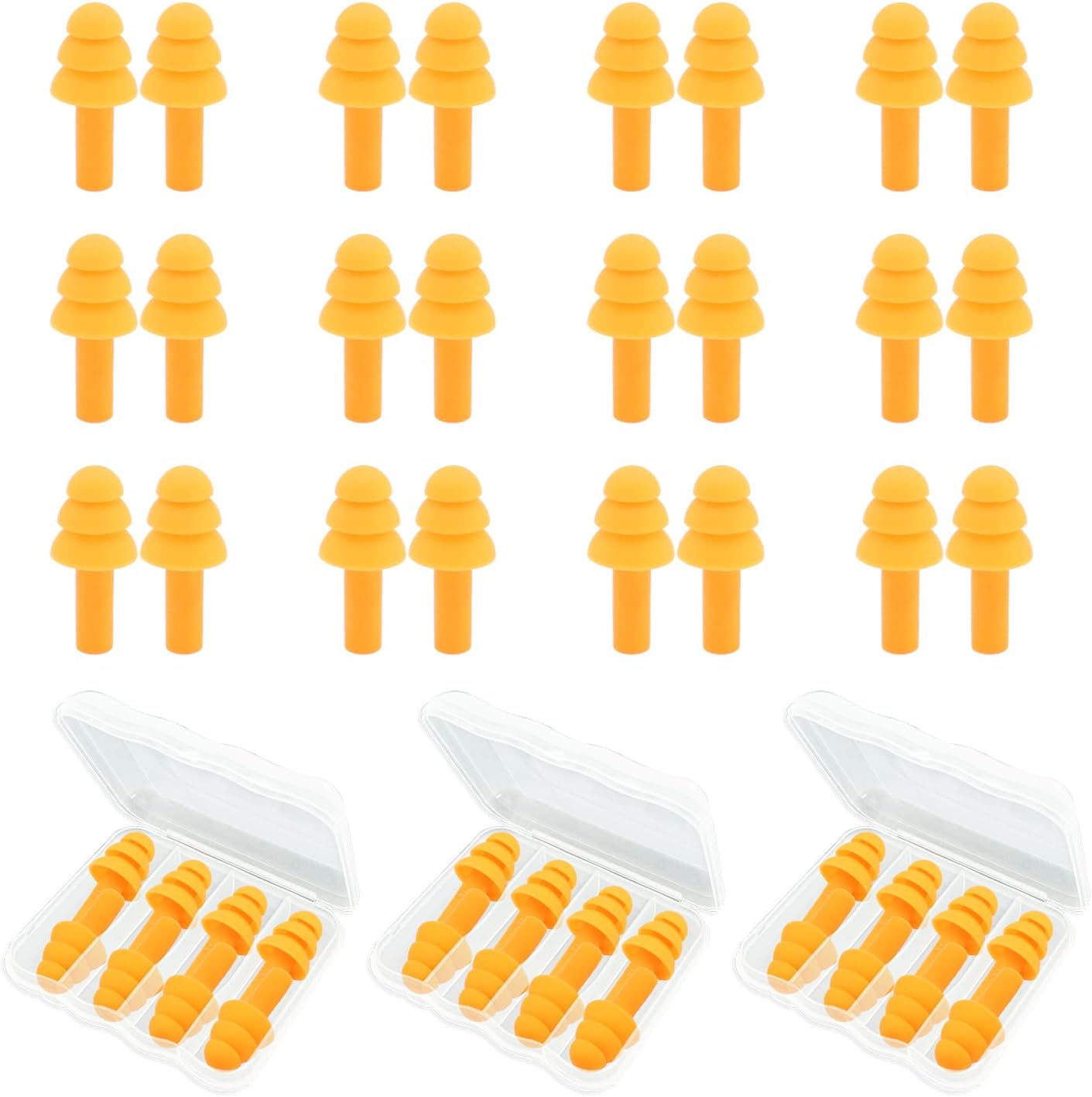 Ear Plugs for Sleeping,12 Pair Earplugs Noise Canceling Soft Silicone Ear Plug Reusable Earplugs for Sleep,Concert,Swimming,Study,Loud Noise,Snoring(Orange)