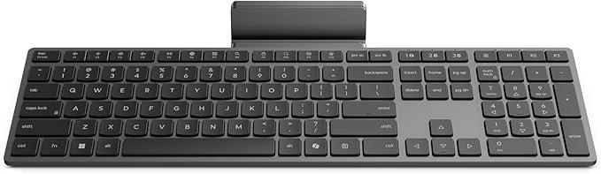 Lenovo 700 Modern Wireless Keyboard, 2.4 GHz Dongle & Dual Bluetooth Connection, AES-128 Encryption, 36 Month Battery Life, Luna Grey