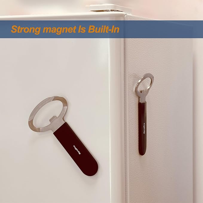 Magnetic 2-IN-1 Jar Opener, Bottle Opener, For Releasing Vacuum Seal, Heavy Duty Stainless Steel, Strong Magnet For Fridge, Great for Kids and Arthritis, 2-PCs, Black