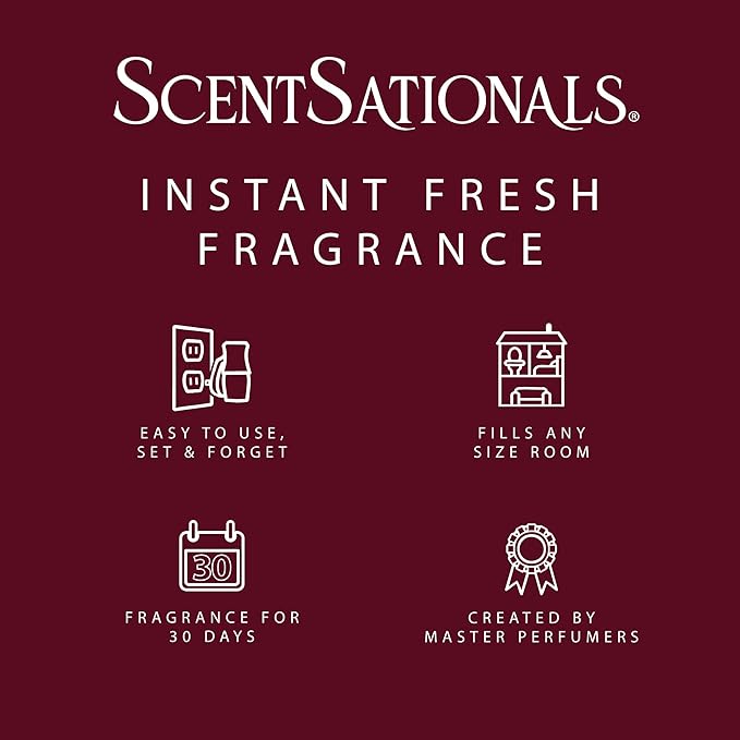Scentsationals Fragrance Oil Plug in Air Freshener Refills 3-Pack - Warm Wishes - Works with Scentsationals Wall Plugs, Long-Lasting Home Fragrance, 0.8 fl oz Each, Packaging May Vary