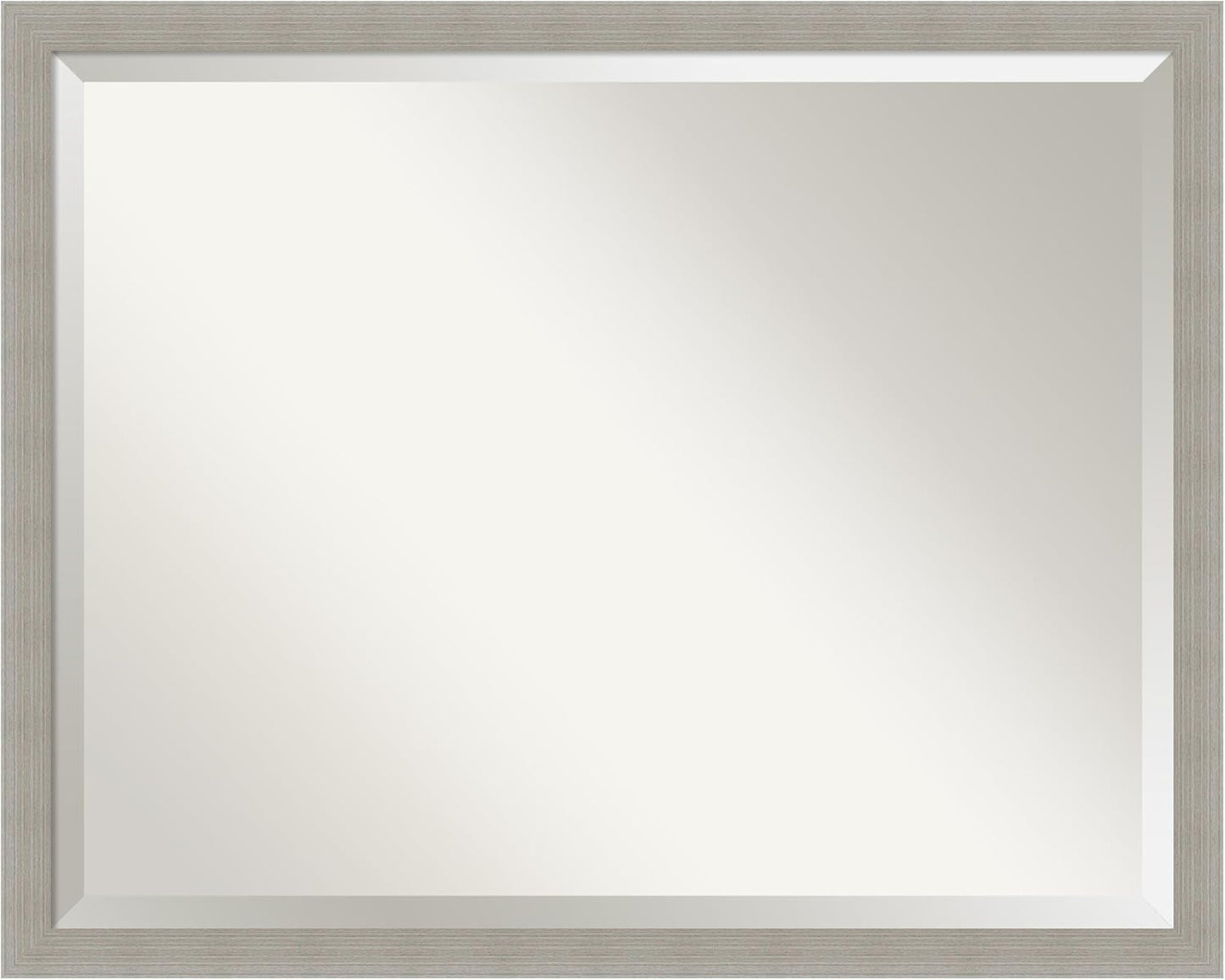 Amanti Art Grey Wall Mirror 24x30 Woodgrain Stripe Grey Rectangle Bathroom Mirror for Wall Decor Living Room, Large Casual Wood Frame, Hangs Horizonally and Vertically, Bathroom Decor, Beveled Edge