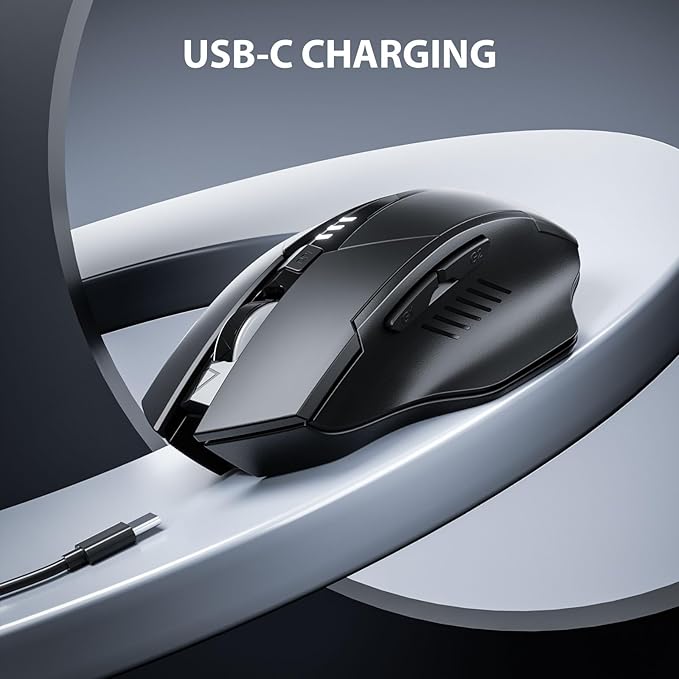 INPHIC Bluetooth Mouse for Laptop, Upgraded Visible Battery, 2400 DPI, Silent Ergonomic Computer Mouse Wireless, Mac, PC etc.