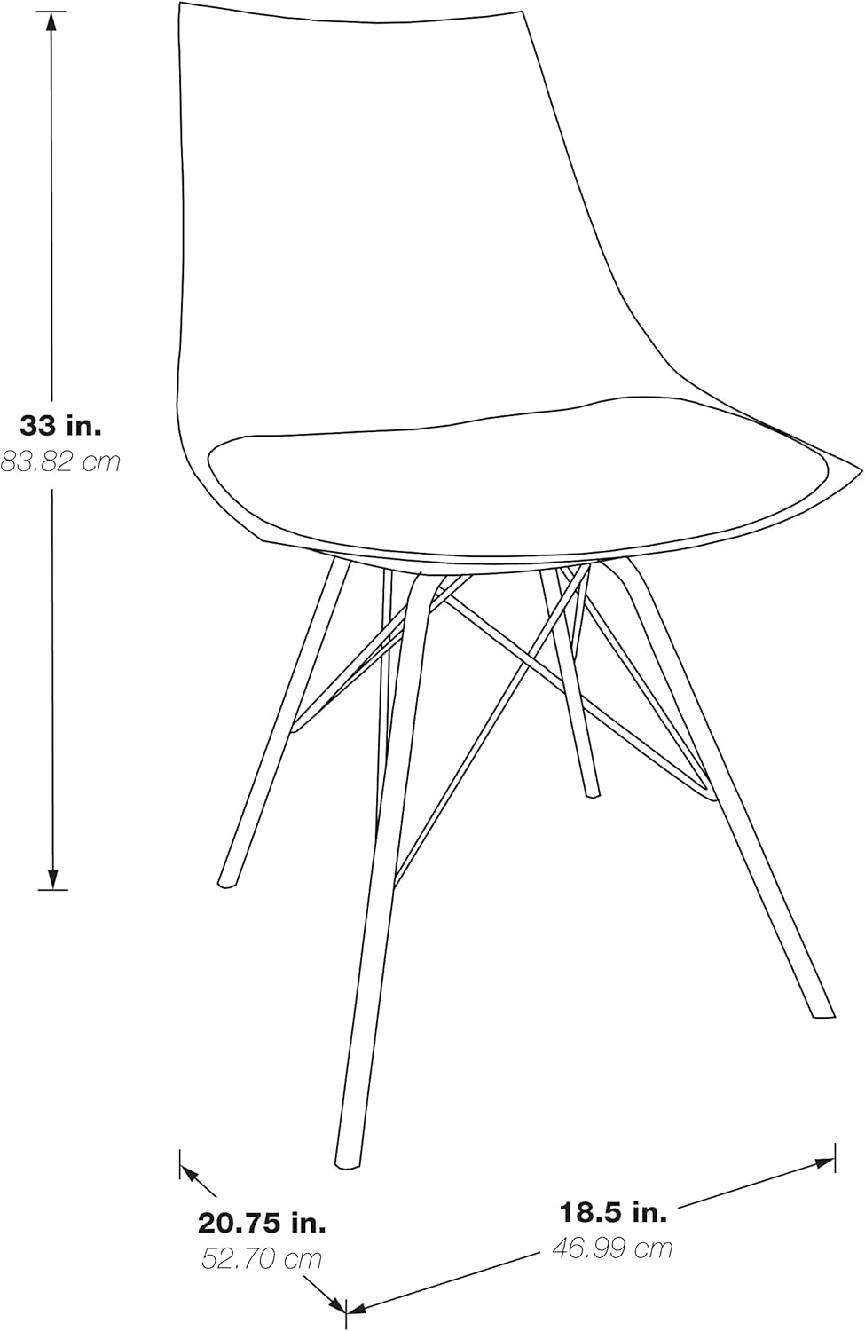 OSP Home Furnishings Oakley Mid-Century Modern Bucket Chair, Faux Leather,White