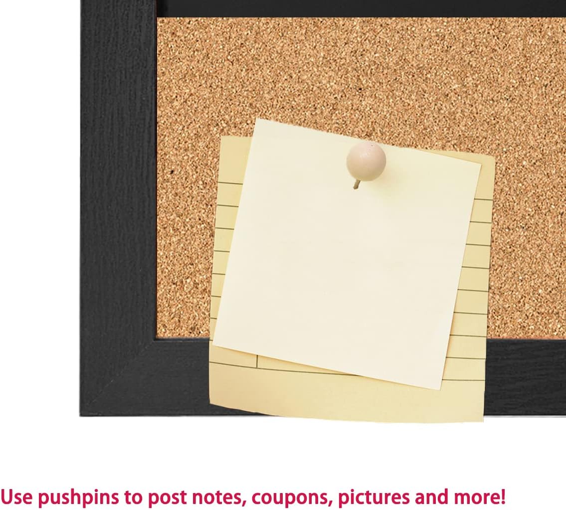 TORASO Chalkboard Calendar & Corkboard, Magnetic Surface 24" x 32" Combination Chalk Board & Bulletin Board, Black Framed Blackboard/Calendar/Cork Combo Board(ZHHB-BK-6080)
