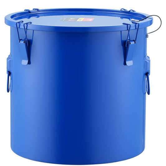 VEVOR Fryer Grease Bucket, 8 Gal Oil Disposal Caddy Carbon Steel Fryer Oil Bucket with Rust-Proof Coating, Oil Transport Container with Lid, Lock Clips, Filter Bag for Hot Cooking Oil Filtering, Blue