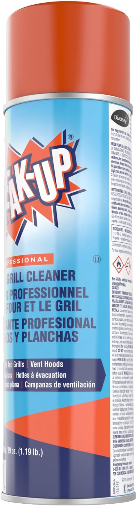 Diversey CBD991206 Break Up Professional Oven & Grill Cleaner, Heavy Duty Spray Removes Baked on Grease, Aerosol, 19-Ounce