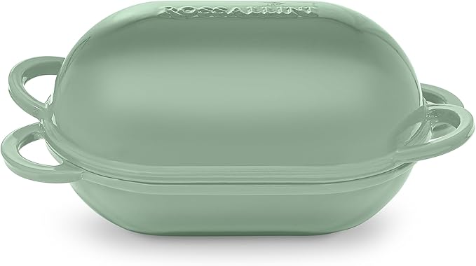Signature Enameled Cast Iron Sourdough Bread Oven | Non-Stick with Tight Fitting Lid for Perfect Baking and Bread Making | 2QT Oval Oven With Lid [Sage Green]