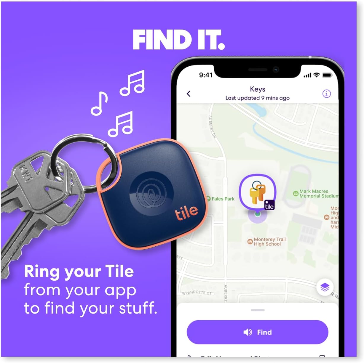 Tile by Life360 Mate - Bluetooth Tracker, Keys Finder and Item Locator for Keys, Bags and More. Phone Finder. Both iOS and Android Compatible. 1-Pack (Pink Punch)