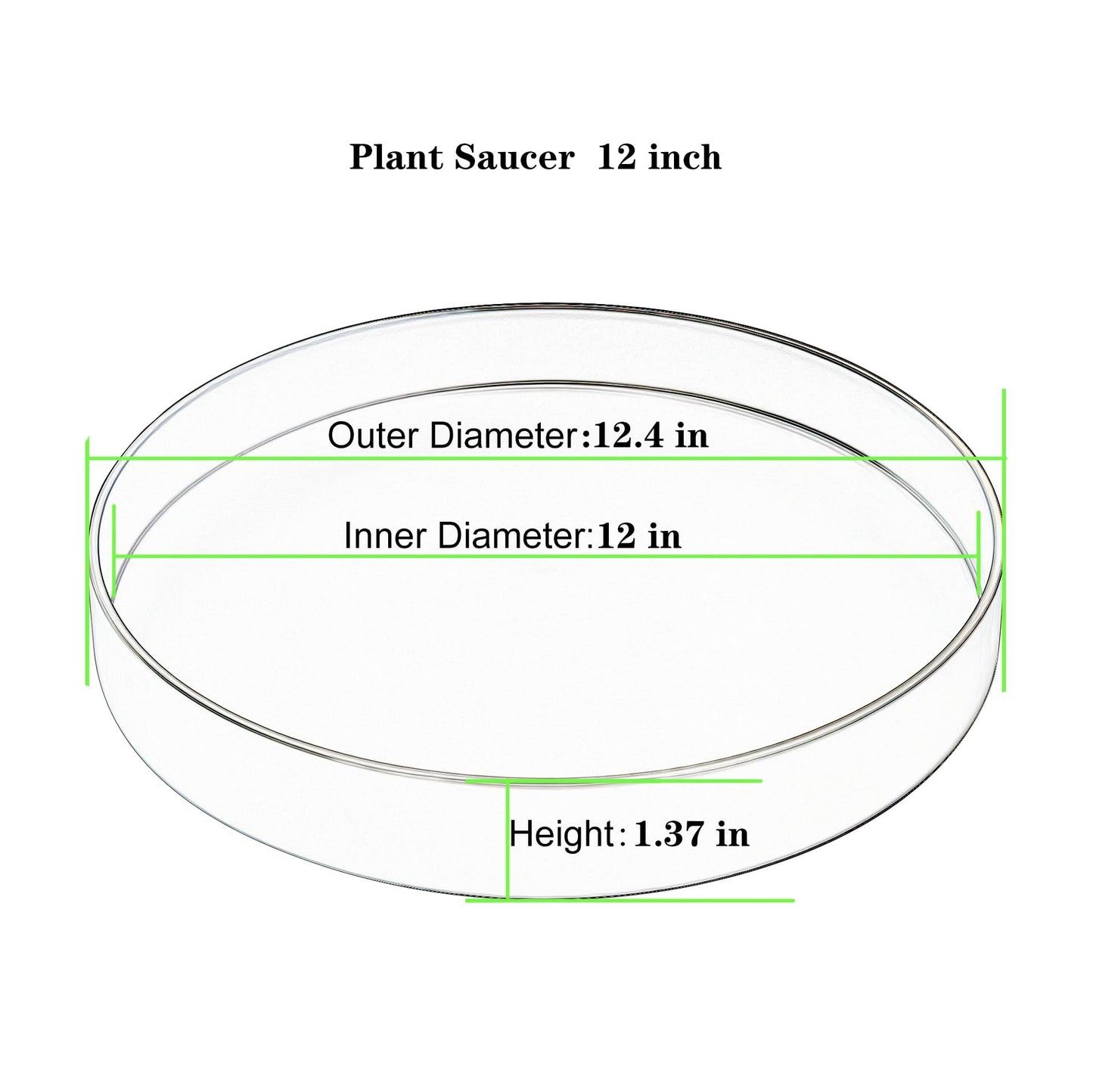 Afrine 1 Pack 12 inch Plant Saucer Drip Tray, Heavy Sturdy Plastic Planter Flower Pot Drainage Tray Plate Saucers for Indoor Outdoor Garden, Plant Water Drip Trays for pots Base (12", Gray)