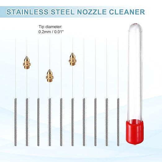 MECCANIXITY 20Pcs 3D Printer Nozzle Cleaning Kit Precision 0.2mm Stainless Steel Cleaner Needles for 3D Printer Clog Removal, Maintenance