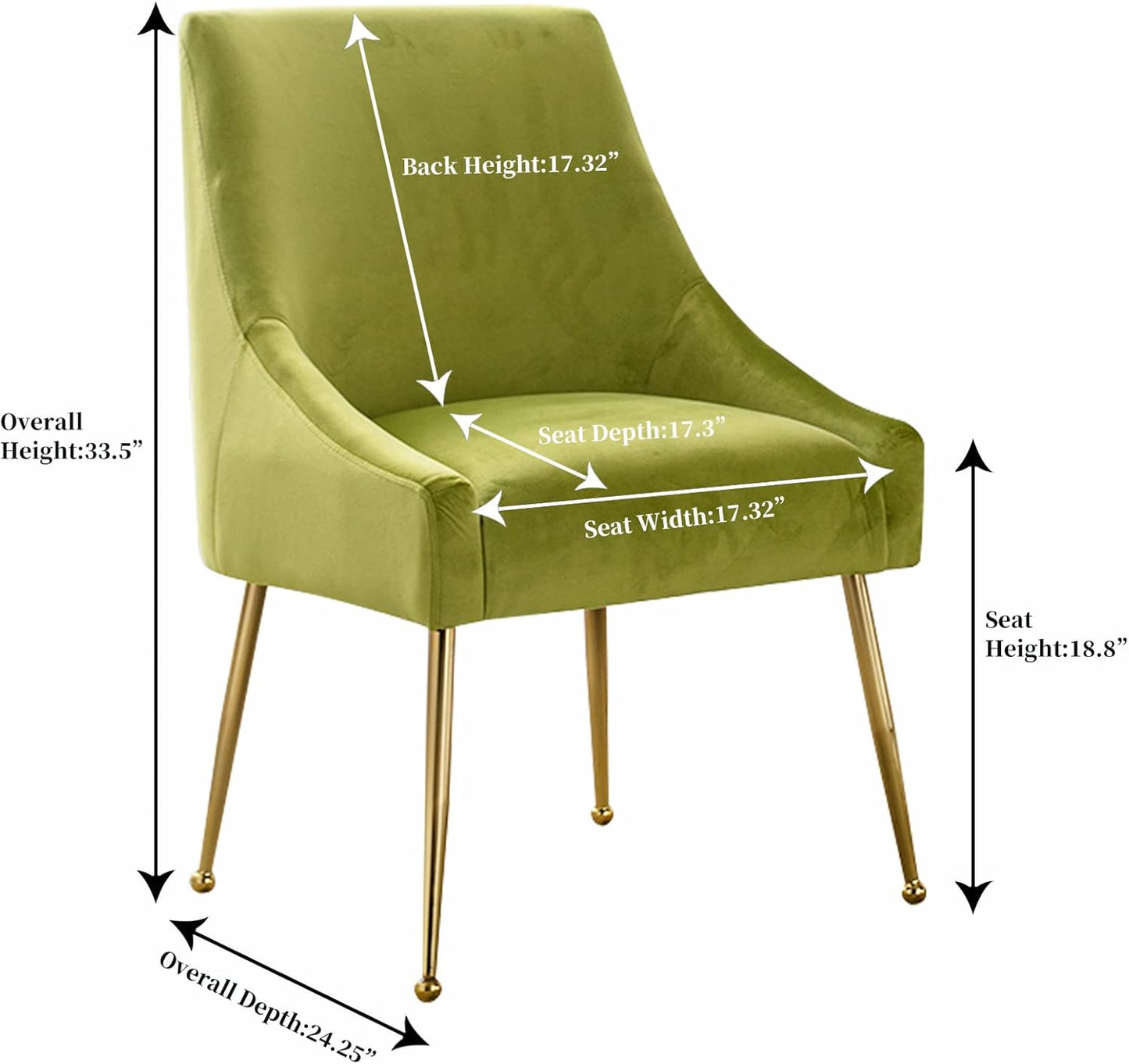 Modern Velvet Dining Chairs Set of 6, Contemporary Upholstered Furniture Collection with Polished Gold Metal Legs, Elegant Accent Chairs for Kitchen Living Room(Yellow Green)