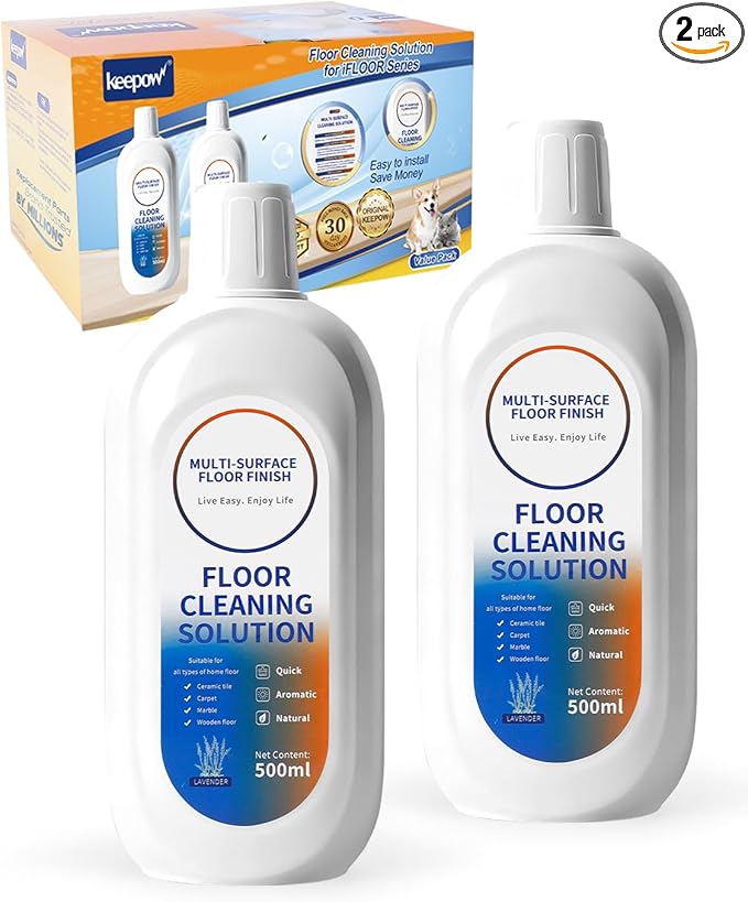 KEEPOW Multi-Surface Floor Cleaner Solution Compatible with Tineco/Roborock Vacuum Mop, Deep Cleans for All Robot Vacuums with Mopping and Cordless Wet/Dry Vacuum Mop Cleaner (Lavender 2 Bottle)