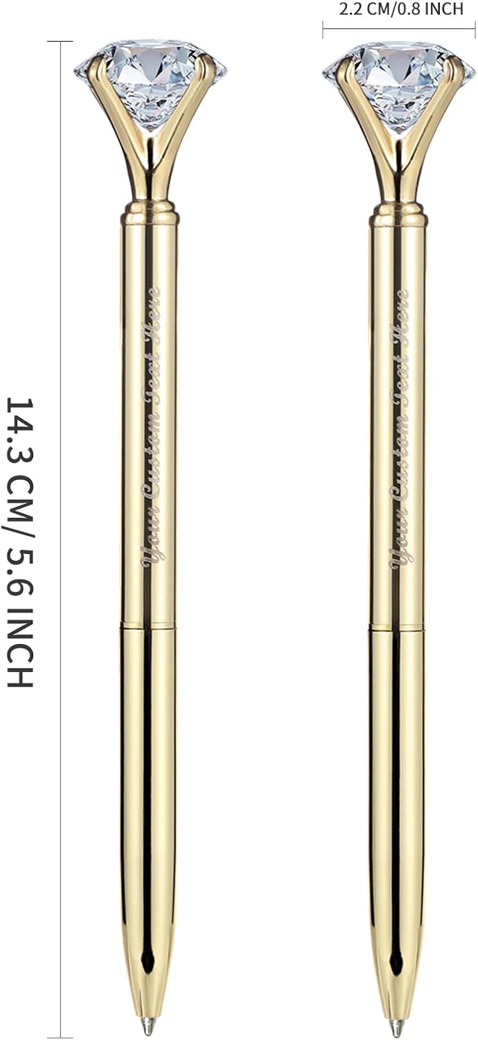 Big Diamond Retractable Ballpoint Pen Rhinestones Crystal Bling Plated Metal Color Black Gel Ink Ballpen for Women Students Girls