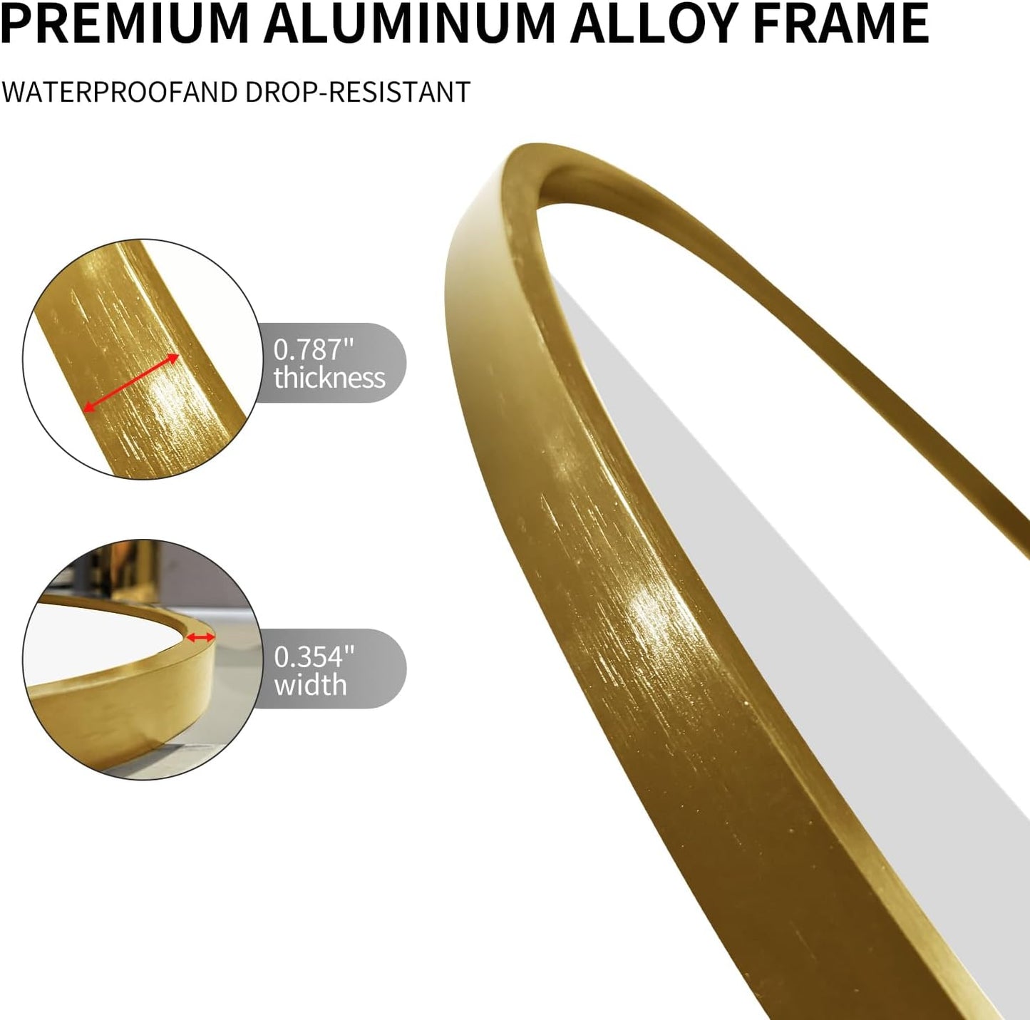 LAIYA 36x22inch Oval Wall Bathroom Mirror with Golden Aluminum Frame,Wall Mounted Oval Vanity Mirrors， Explosion-Proof Glass, Waterproof Design, Easy Installation，Horizontally/Vertically
