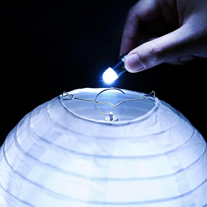 LIHAO 24x Battery Operated LED Party Lights Bulbs for Paper Lantern Balloons Party Decoration, Waterproof - White